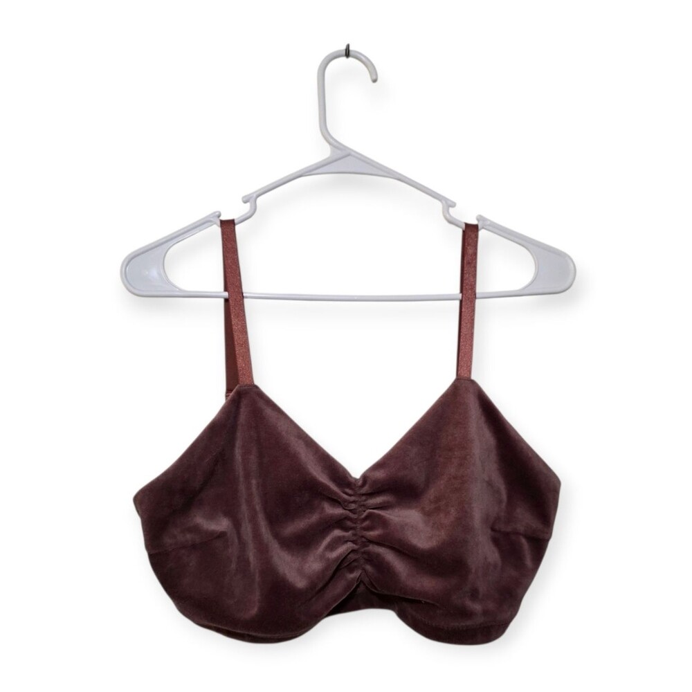 JoyLab Velvet Sports Bra Mauve Pink Cross Back Athleisure Bralette XXL - Picture 3 of 5